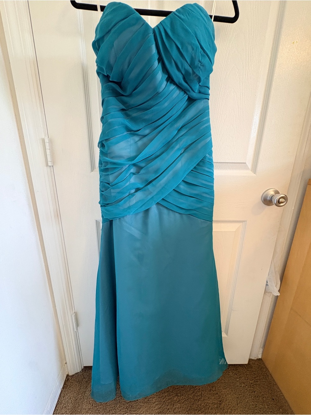 Impression Bridal Strapless Teal Sweetheart Maxi Dress Size 4